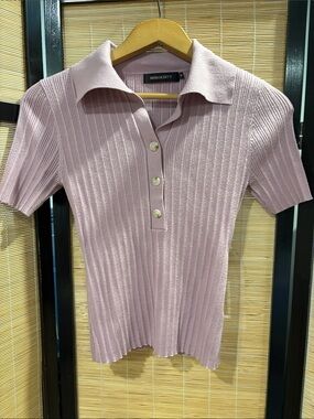 Merokeety Mauve Polo Knit Top